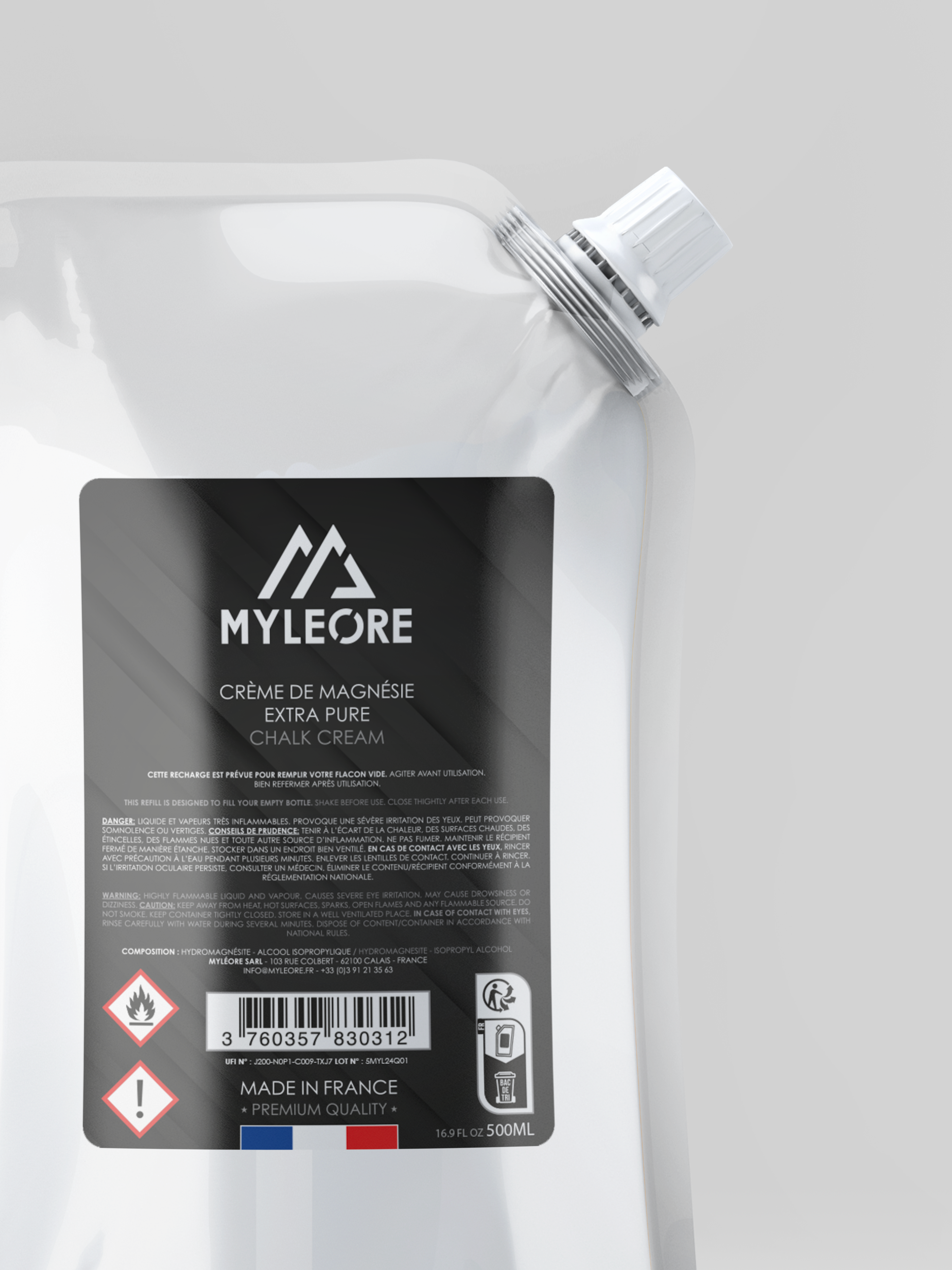 Myleore 500ml magnésie crème recharge éco